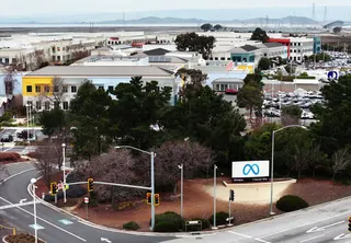 MENLO PARK CALIFORNIA  JANUARY 29 An aerial view of Meta headquarters on January 29 2025 in Menlo Park California. Meta...
