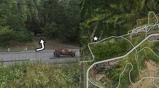 The location of the Peugeot Turbo barn find marked on the Forza Horizon 6 map with a star.