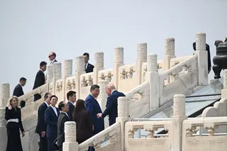 周四，特朗普与习近平在北京天坛。