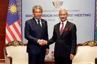 Foreign Minister Mohamad Hasan holds a bilateral meeting with India’s External Affairs Minister Dr S. Jaishankar on the sidelines of the BRICS Foreign Ministers’ Meeting today. BERNAMA PIC