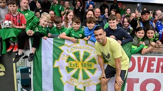 Seamus Coleman poses with fans