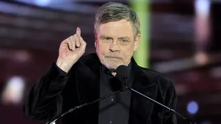 Mark Hamill presenting an award to David Jonsson at CinemaCon in Las Vegas