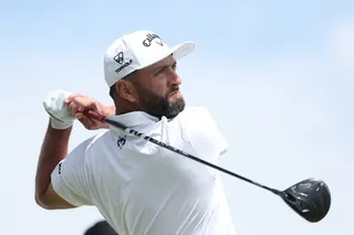 Jon Rahm of Spain hits a tee shot on the 15th hole during a practice round prior to the PGA Championship at Aronimink Golf Club in Newtown, Pennsylvania on May 13, 2026. — AFP pic
