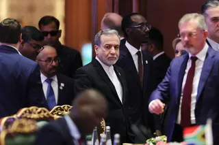 epa12955763 Iran’s Foreign Minister Seyed Abbas Araghchi (C) attend the BRICS Foreign Ministers' Meeting at Bharat Mandapam in New Delhi, India, 14 May 2026. The two-day ministerial gathering hosted by India is being held from 14-15 May. EPA/RAJAT GUPTA