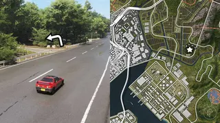 The location of the Sierra Cosworth barn find marked on the Forza Horizon 6 map with a star.