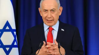 Israeli Prime Minister Benjamin Netanyahu speaks during a press conference in Jerusalem on March 19, 2026