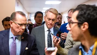 Sen. James Lankford speaking to reporters at the U.S. Capitol