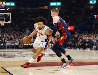 CLEVELAND, OH - MAY 15: Cade Cunningham #2 of the Detroit Pistons drives to the basket during the game against the Cleveland Cavaliers during Round Two Game Six of the 2026 NBA Playoffs on May 15, 2026 at Rocket Mortgage FieldHouse in Cleveland, Ohio. NOTE TO USER: User expressly acknowledges and agrees that, by downloading and/or using this Photograph, user is consenting to the terms and conditions of the Getty Images License Agreement. Mandatory Copyright Notice: Copyright 2026 NBAE Lauren Lei