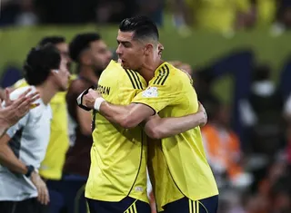 Al Nassr’s Cristiano Ronaldo hugs a teammate after being substituted during the Saudi Pro League match against Al Hilal at Al Awwal Park in Riyadh, Saudi Arabia, May 12, 2026. — Reuters pic