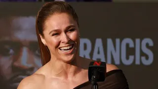 Ronda Rousey at a news conference to promote her bout with Gina Carano