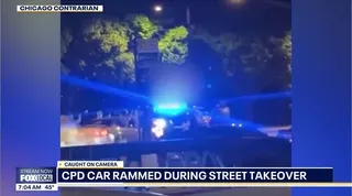 Chicago police cruiser rammed during street takeover