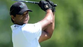 Aaron Rai hitting a shot during round three of the US PGA Championship