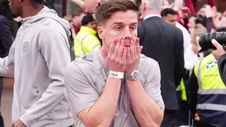 Hearts midfielder Cammy Devlin looks in shock