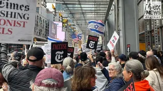 Protesters at New York Times building