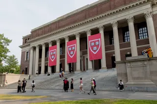 The Widener Library on the Harvard Campus in Cambridge, Massachusetts.
