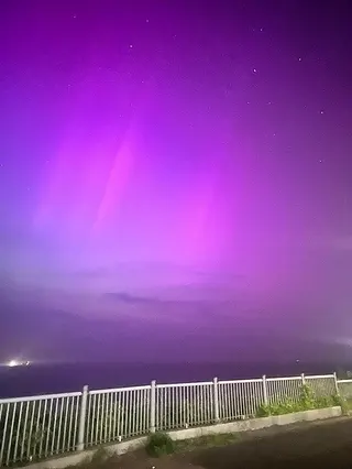 Aurora borealis over Margate, Kent, during a powerful geomagnetic storm on May 10, 2024. — AFP pic