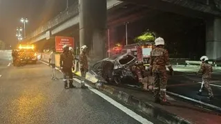 2名同事晚宴后共车遇祸 车起火男烧焦女重伤亡