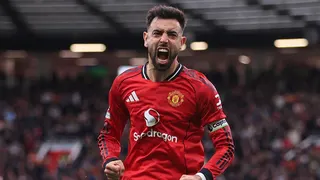 Bruno Fernandes celebrates a goal for Manchester United