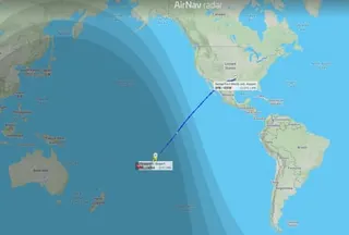 A map from AirNavRadar.com shows the flight’s second leg from Tahiti to Dallas