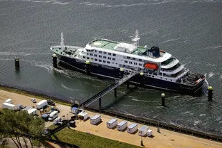 The Dutch Hantavirus-hit cruise ship MV Hondius docked after arriving in Rotterdam on Monday. Photo: via TNS