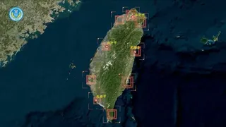 解放軍東部戰區2025年4月發布影片「降妖除魔」，中間多次出現台灣本島圖示。(路...