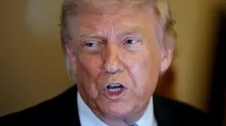 Reuters Donald Trump speaks to the press aboard Air Force One