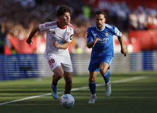 Sevilla’s Oso in action with Real Madrid’s Dani Carvajal at Ramon Sanchez Pizjuan, Seville, May 17, 2026. — Reuters pic