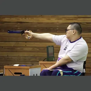 黃楷倫獲得全國身心障礙國民運動會射擊男10公尺個人第五名與團體第一。記者蘇健忠／攝影