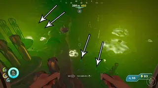Four pieces of troilite in Subnautica 2.