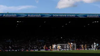 A general view of the action as sun shines down during the Premier League match between Leeds United and Brighton & Hove Albion at Elland Road