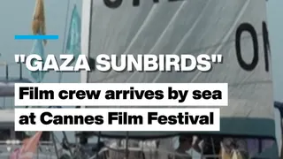 Film crew arrives by sea at Cannes Film Festival
