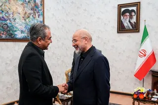 Iranian Parliament Speaker Mohammad Bagher Ghalibaf meets with Pakistan's Interior Minister Mohsin Naqvi, in Tehran, Iran, May 17, 2026. Hamed Malekpour/Iranian Parliament Speaker Office/WANA (West Asia News Agency)/Handout via REUTERS ATTENTION EDITORS - THIS PICTURE WAS PROVIDED BY A THIRD PARTY.