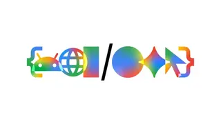 The image shows a colorful abstract design with the Google I/O 2026 logo.
