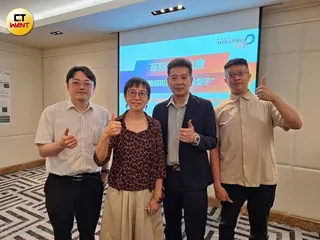 巨生醫完成多項關鍵臨床與法規里程碑，穩健推動長期發展動能。左起為財務副總邱奕翔、執行長王先知、顧問謝銘鈞、副總陳志隆及江季峰醫生。（圖／林榮芳攝）