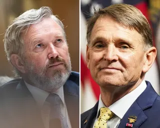a composite image of two men in suits