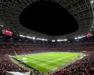An interior view of the Puskas Arena during an international friendly between Hungary and Kosovo in Budapest