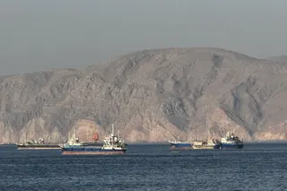Vessels anchored in the Strait of Hormuz, near Khasab, Oman, on May 17.