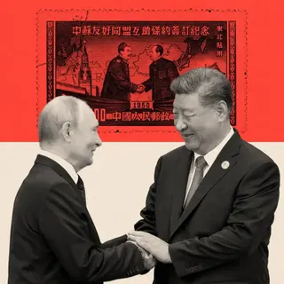 普丁與習近平握手