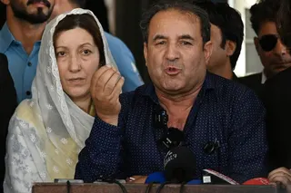 Parents of Pakistani TikTok influencer Sana Yousaf, who was killed for rejecting a man's proposal, address the media after a verdict outside the court in Islamabad on May 19, 2026.