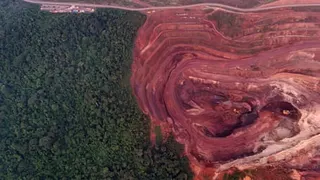 A drone view of the world’s largest iron ore mine, in the middle of a vast rainforest preserve in Carajás national forest in the Amazonian state of Pará, Brazil.