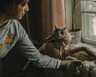 Veronica Konkova with the long-eared owl Sunny