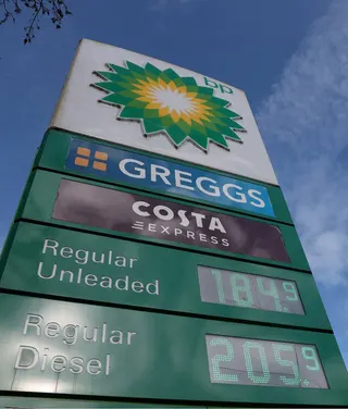 Petrol and diesel prices are displayed at a motorway services station near Leigh Delamere in Britain on April 16. Photo: Reuters