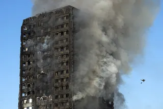 The fire had spread rapidly due to combustible cladding. Photo: EPA