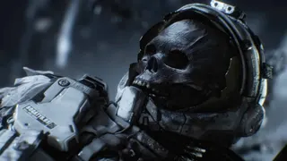 A skeleton floating through space.