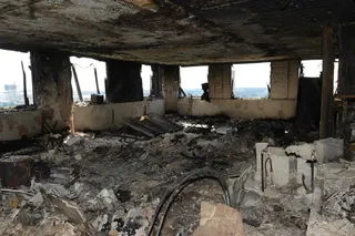 Inside the destroyed Grenfell Tower in 2017. Photo: Metropolitan Police via AFP