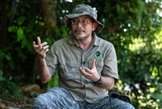 Teo Hoon Cheng, a citizen scientist, speaks during an interview near the third and most recent artificial road canopy bridge called the ‘Obscura Bridge’, for use by endangered dusky langurs as part of the Langur Project Penang (LPP), in Batu Ferringhi, George Town, April 9, 2026. — AFP pic