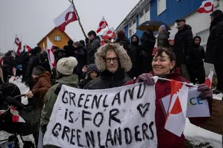 Protesters rally against US President Donald Trump in front of the US consulate in Nuuk, Greenland, in January. Photo: Reuters