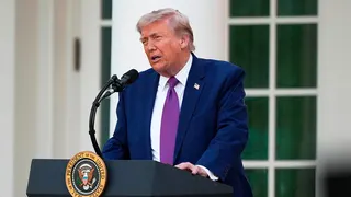 President Donald Trump speaks at White House