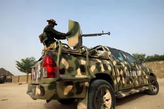 Nigerian military prepare to cordon the area where a man was killed by suspected militants during an attack around Polo area of Maiduguri, Nigeria February 16, 2019. REUTERS/Afolabi Sotunde