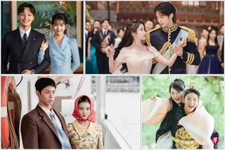 IU合作过的韩国男星包括《德鲁纳酒店》吕珍九（左上角，顺时针）、《21世纪大君夫人》边佑锡、《步步惊心：丽》李准基，以及《苦尽柑来遇见你》朴宝剑。 （互联网）